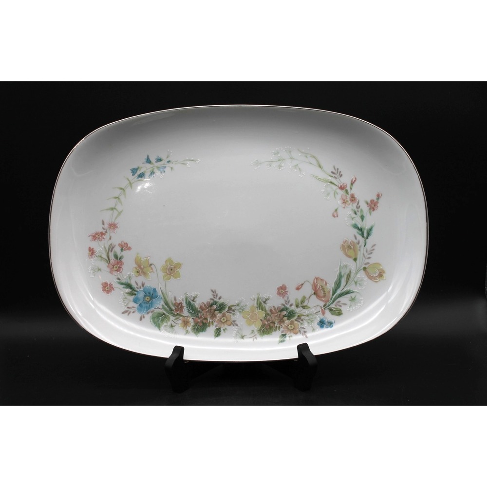 Home Beautiful Berkshire Fine China 15" Oval Serving Platter Floral MD304